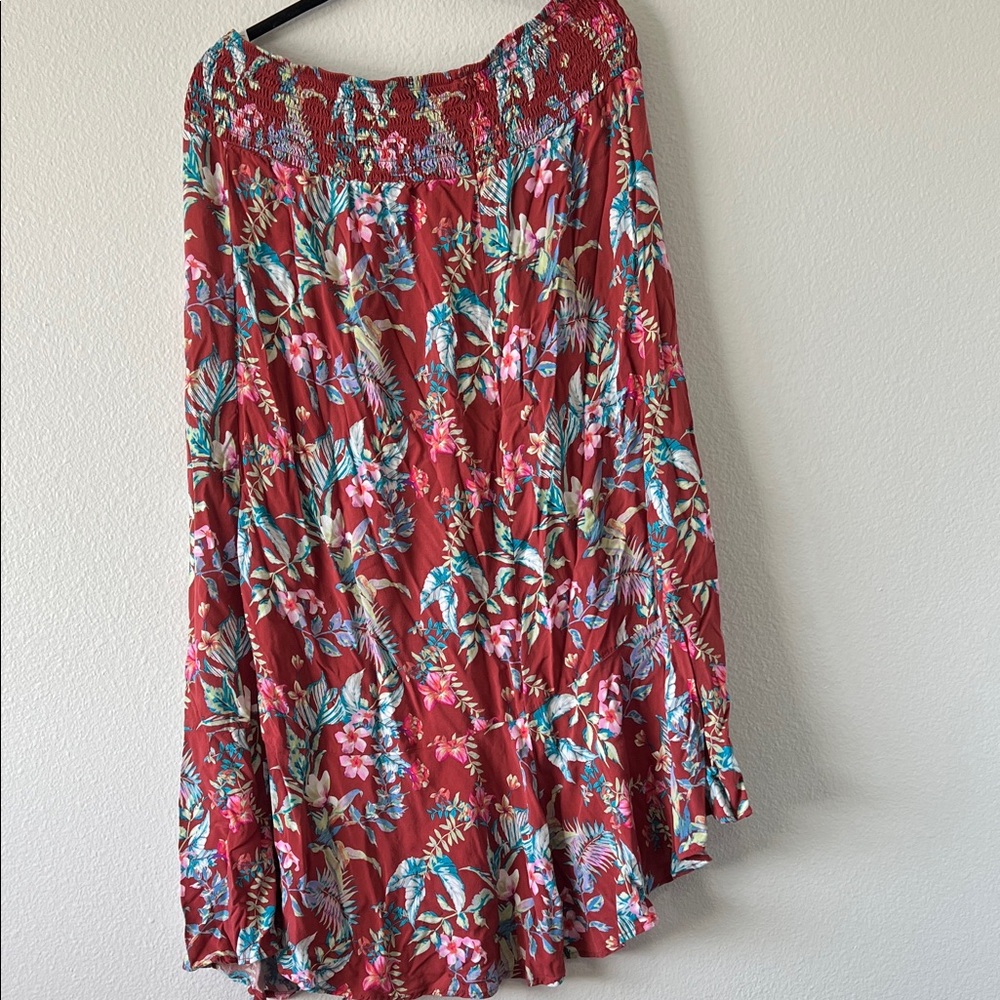 No Boundaries Floral  Skirt - Red and Green